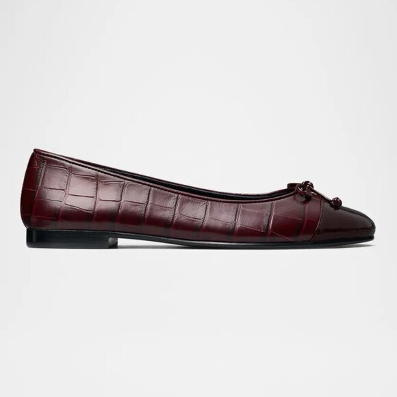 Tory Burch $278 Cap Toe Ballet Flat Deep Burgundy Sz 8 NIB! - Picture 3 of 6